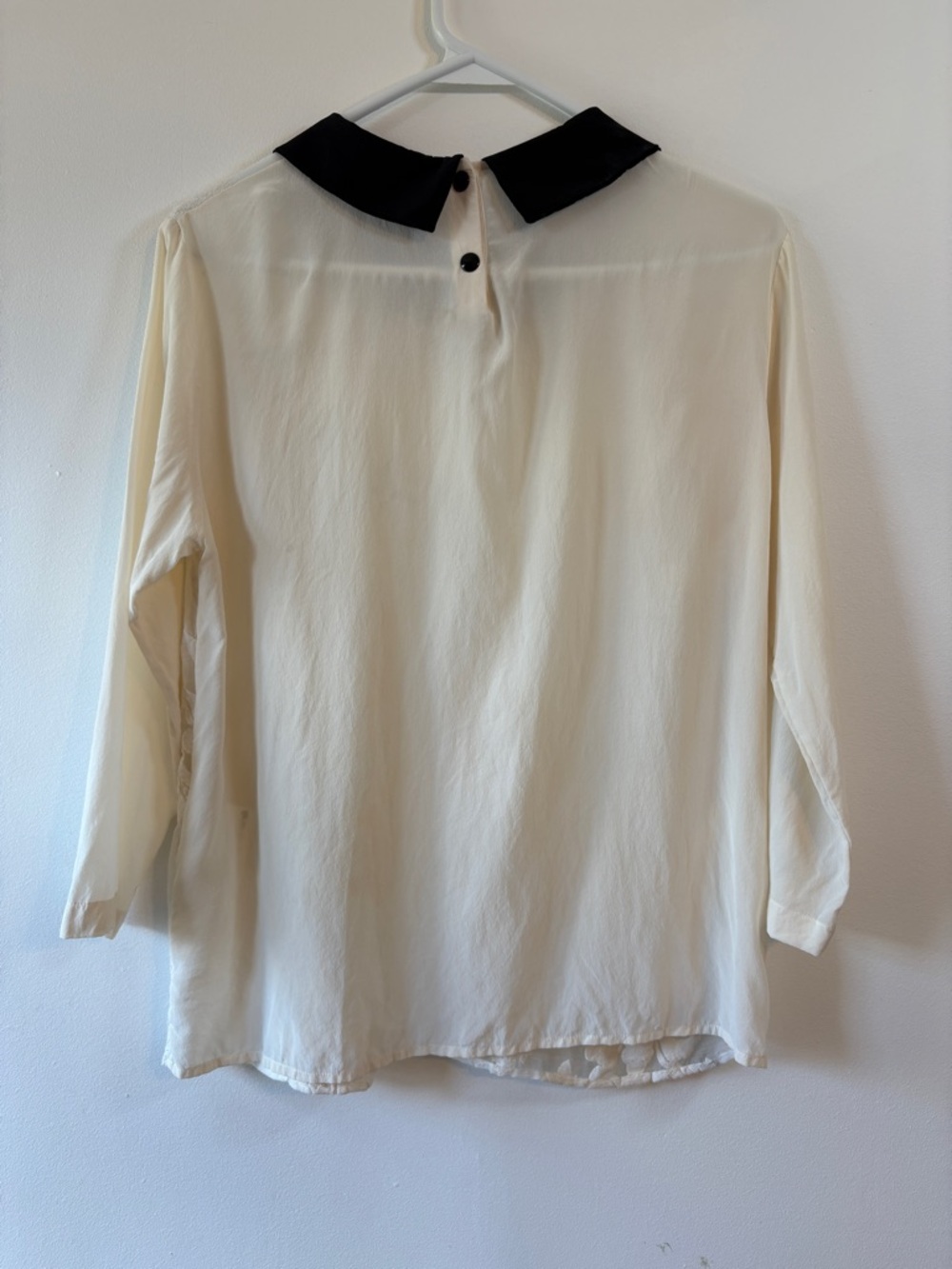 Sandro Paris Ivory Silk Lace Blouse Peter Pan Collar Sheer Romantic Top Size 3 - Picture 8 of 11